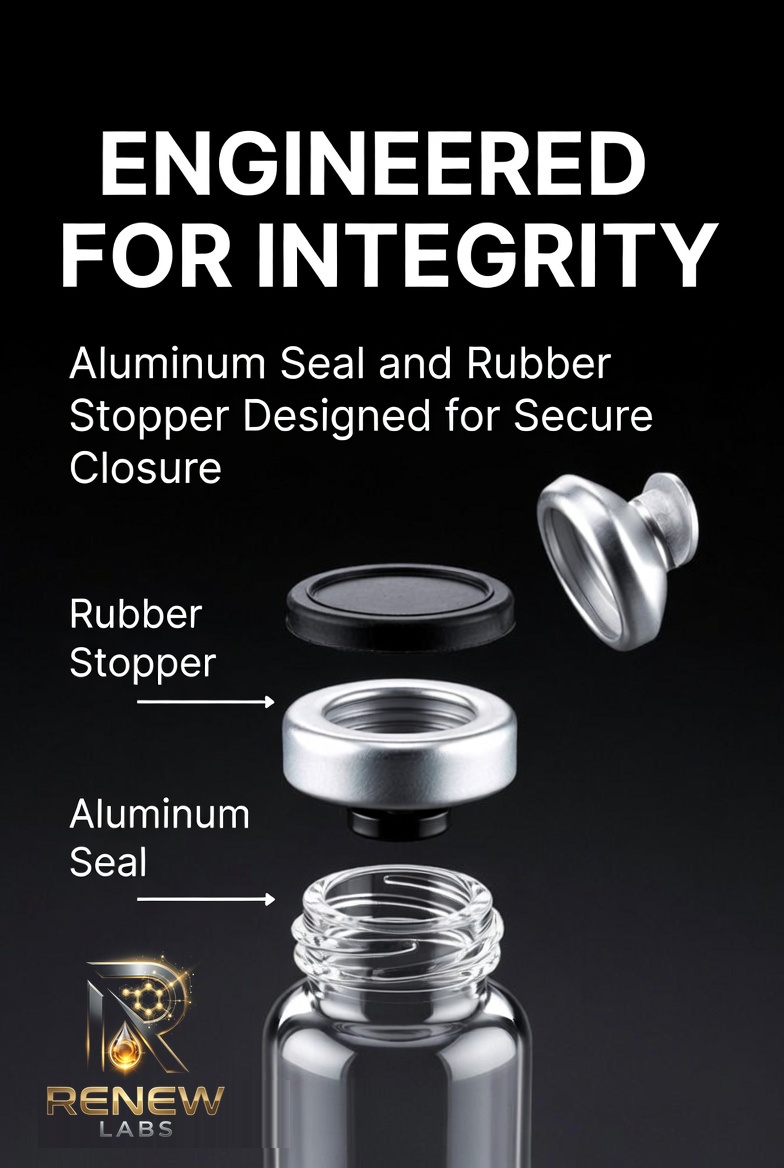 HPLC Lab Services & Bacteriostatic Water Manufacturing Renew Labs Vial Engineering - Aluminum Seal and Rubber Stopper